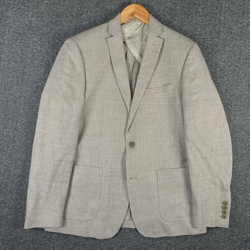 Bar III Linen Blazer Jacket Men 40R Beige Sport Coat Unlined